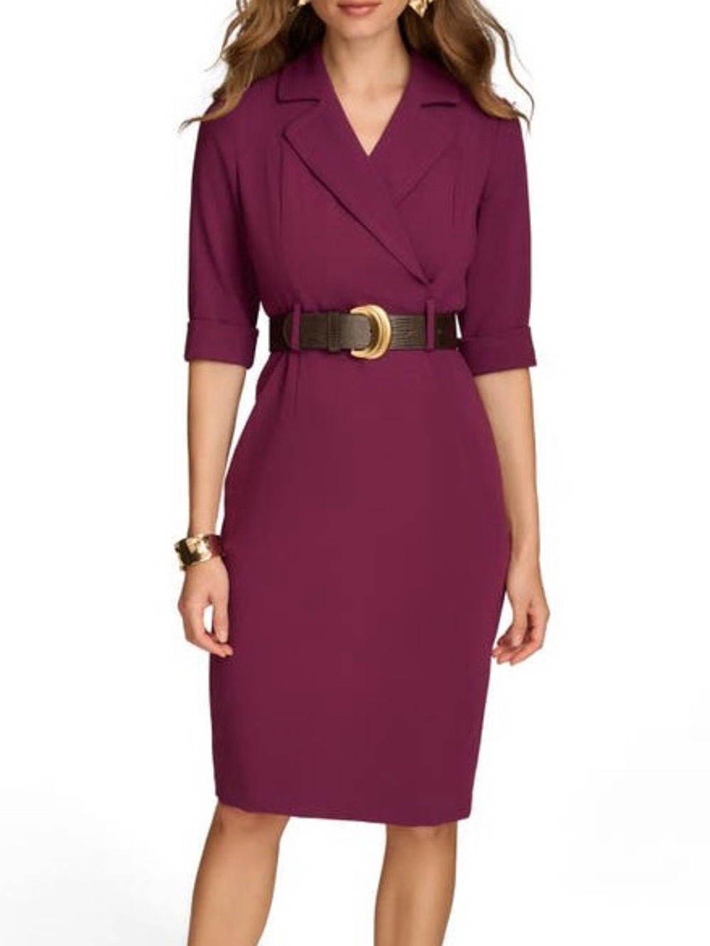NEW Donna Karan belted plum blazer dress